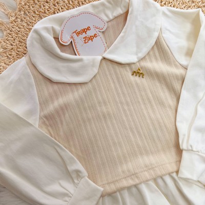 Conj. Blusa Manga Longa com Suéter e Calça Couro Ecológico - Off White